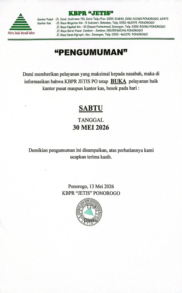 PENGUMUMAN MEI 2026
